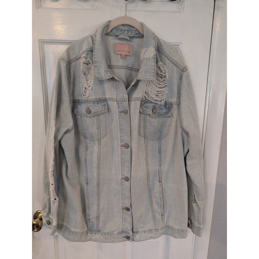 Gibson Latimer | Oversized Distressed Denim Jacket | Size XL